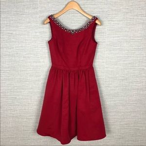 Davids Bridal Red Classic Beaded Open Back Dress